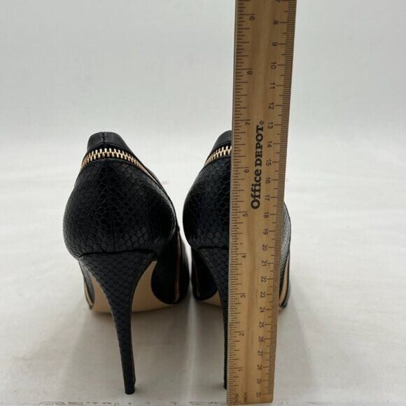 YDN Women Sexy Pointed Toe Slip on Pumps Zipper Snake Pattern Stiletto High Heel - Picture 4 of 7